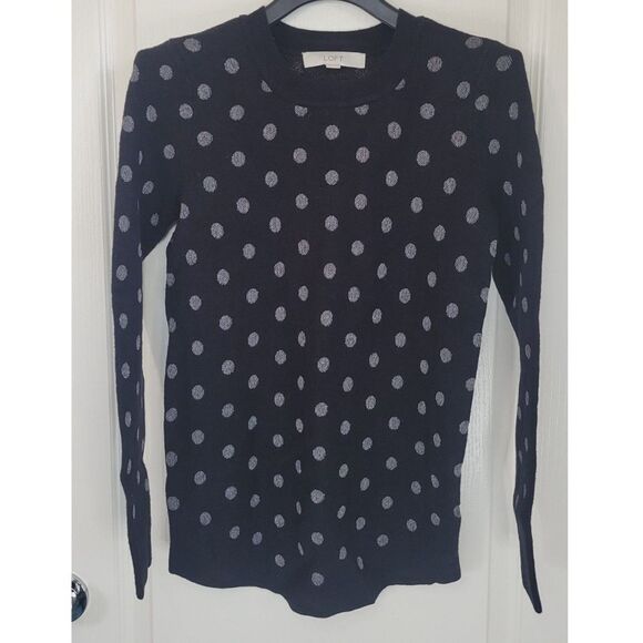 Loft Metallic Silver Polka Dot Sweater - Picture 1 of 4
